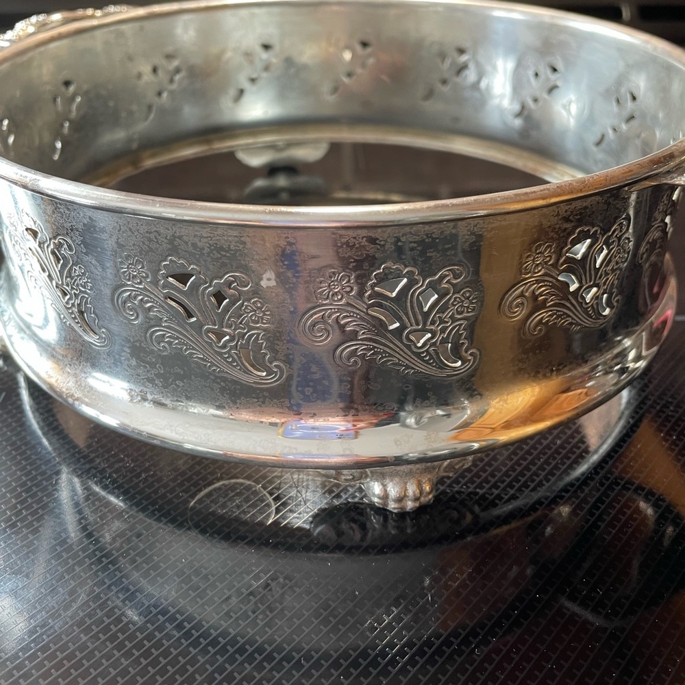 WM A Rogers Copper BM Mounts Silver Plated Footed Casserole Holder